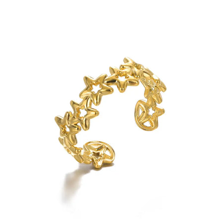 Stainless Steel Geometric Hollow Adjustable Ring null