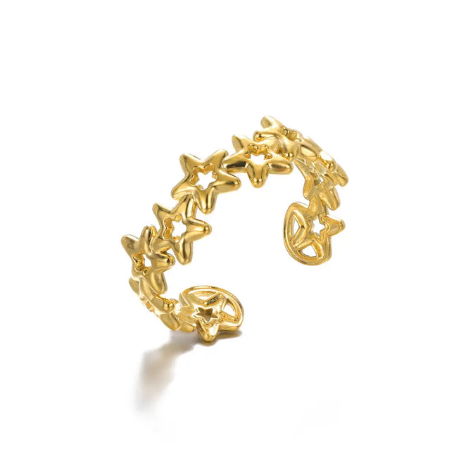 Stainless Steel Geometric Hollow Adjustable Ring null