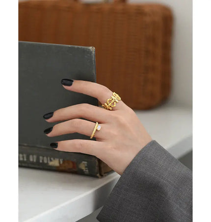 925 Sterling Silver Textured Adjustable Ring null