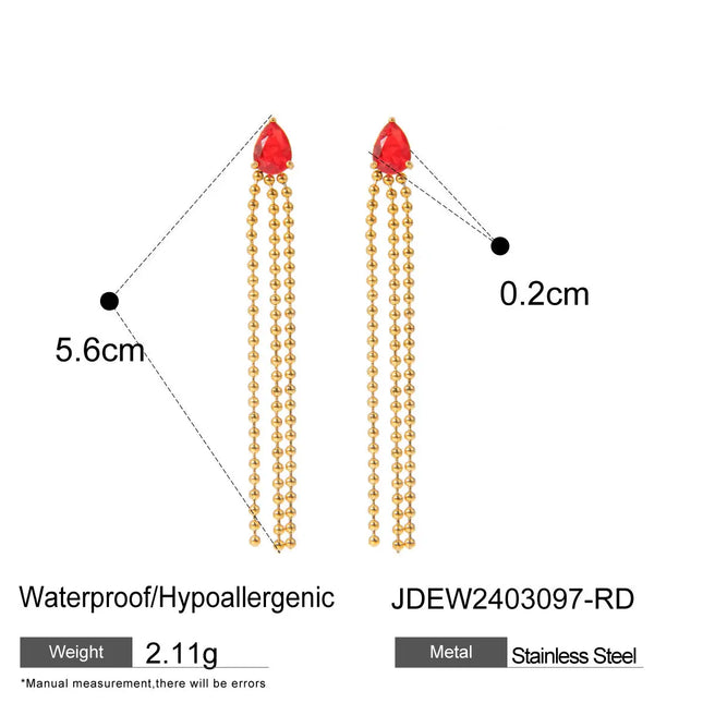 18K Gold Plated Stainless Steel Tassel Stud Earrings | Wholesale Jewelry null