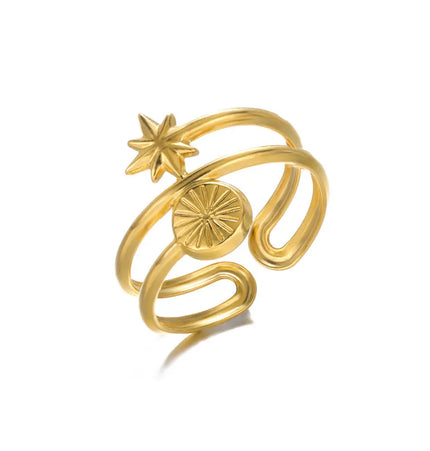 Stainless Steel Geometric Hollow Adjustable Ring null