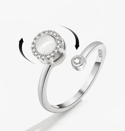 Opal Spinning Ring for Women – Geometric Open Metal Ring null