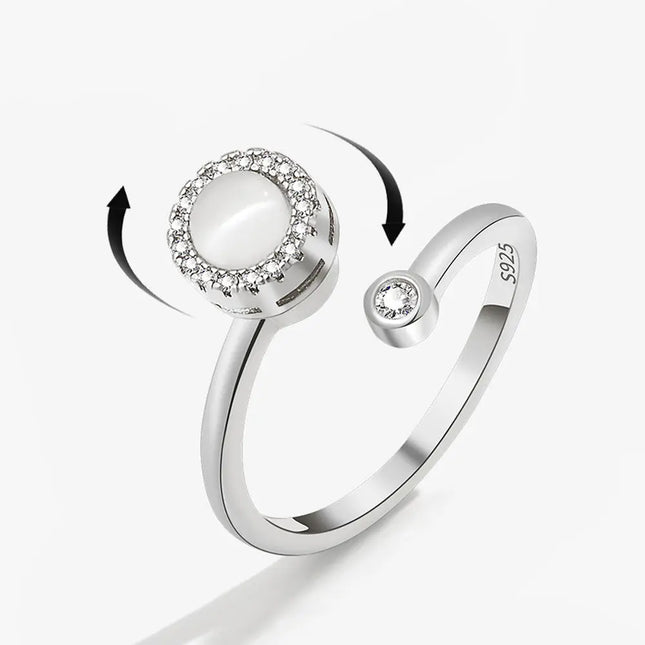 Opal Spinning Ring for Women – Geometric Open Metal Ring null