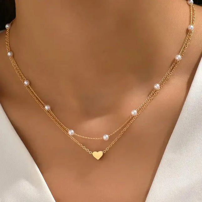 Layered Clavicle Necklace in Gold Finish null