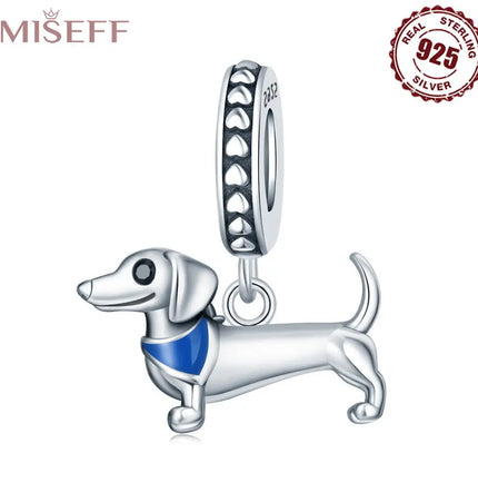 DIY Bracelet Ornament 925 Sterling Silver Sausage Dog Pendant null