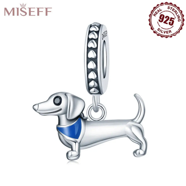 DIY Bracelet Ornament 925 Sterling Silver Sausage Dog Pendant null