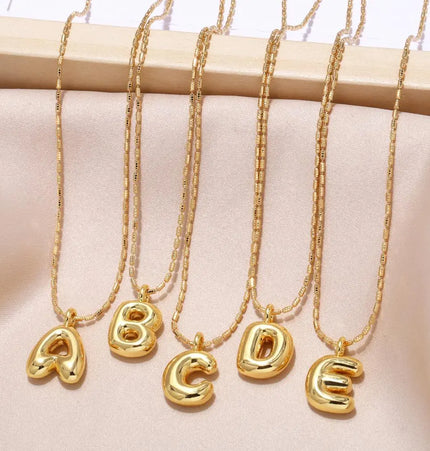 Gold Initial Letter Necklace – 26 Alphabet Pendant null