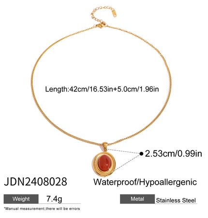 Stainless Steel Red Agate Cross Necklace null