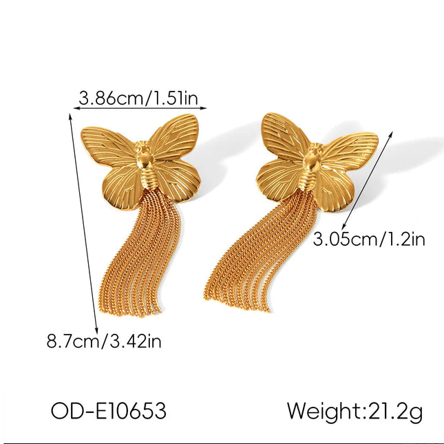Flower Heart And Butterfly Design Earrings Gold null