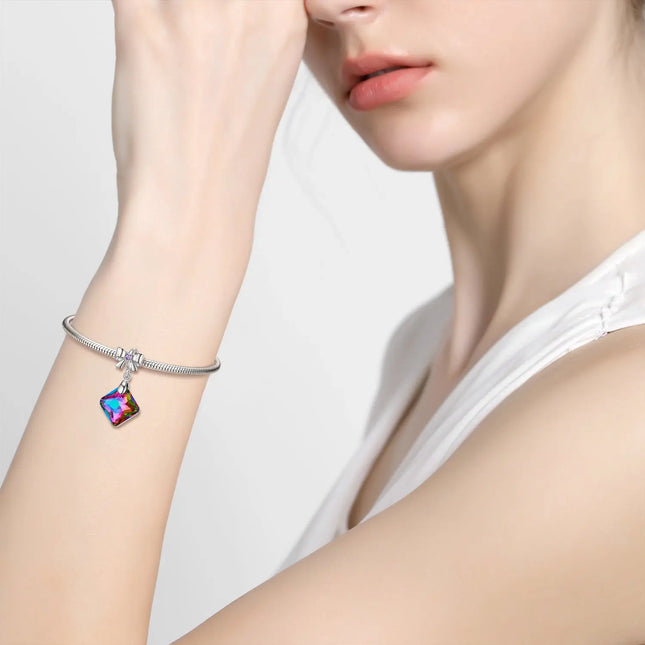 Volcanic Crystal Bow Pendant – 925 Sterling Silver Jewelry Charm null