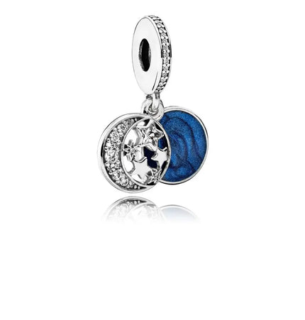 925 Sterling Silver Charm with Blue Gemstone – Bracelet & Necklace Accessory null