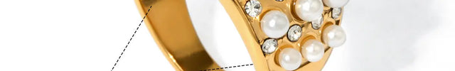 Pearl Statement Ring – Gold Plated Stainless Steel null