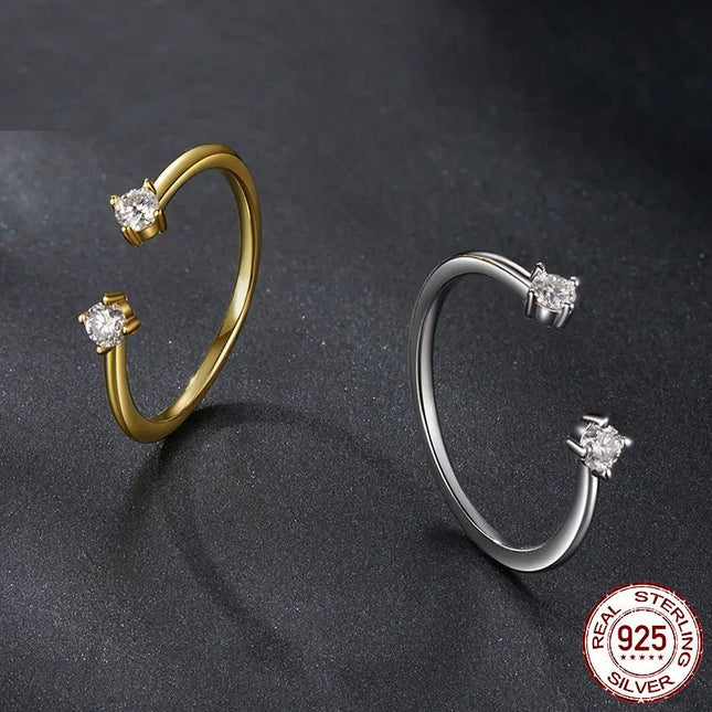 925 Sterling Silver Adjustable Moissanite Open Ring null