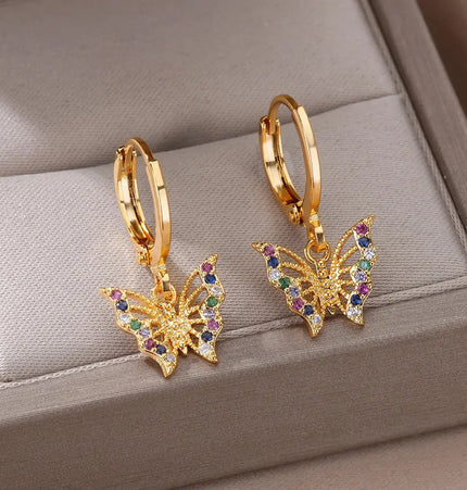 Stainless Steel Butterfly Ear Clip Earrings | Waterproof Gold Clip Earrings Wholesale null