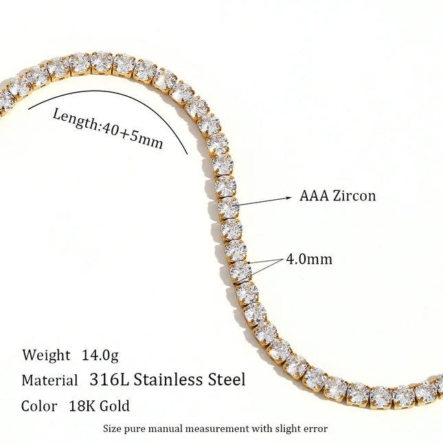 Stainless Steel Zircon Necklace & Bracelet Set – Waterproof Wholesale Jewelry null
