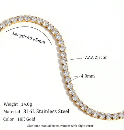Stainless Steel Zircon Necklace & Bracelet Set – Waterproof Wholesale Jewelry null
