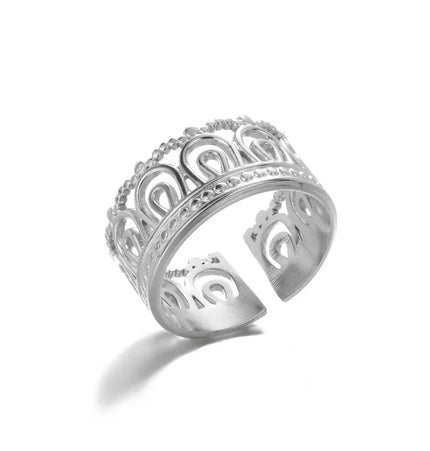 Stainless Steel Geometric Hollow Adjustable Ring null