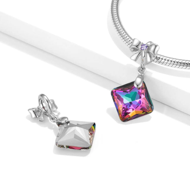 Volcanic Crystal Bow Pendant – 925 Sterling Silver Jewelry Charm null