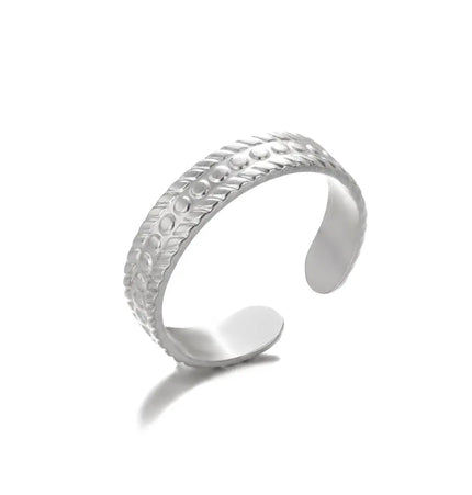 Stainless Steel Geometric Hollow Adjustable Ring null