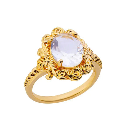 Mild Luxury Retro 18K Gold Plated Emerald Love Ring null
