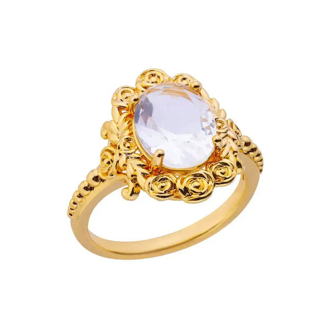 Mild Luxury Retro 18K Gold Plated Emerald Love Ring null