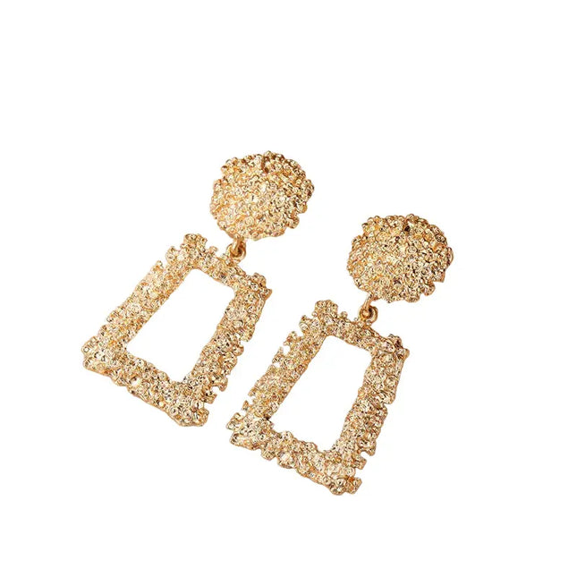 Bold geometric matte gold earrings null