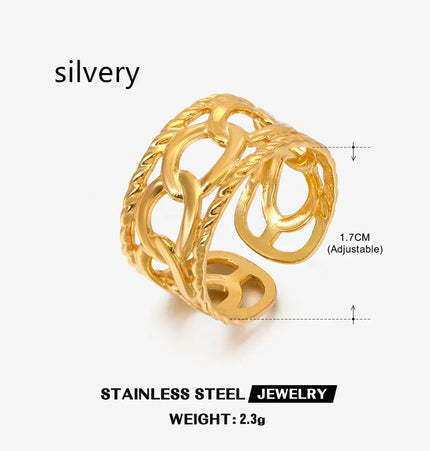 Gold Chain Adjustable Ring in Stainless Steel null