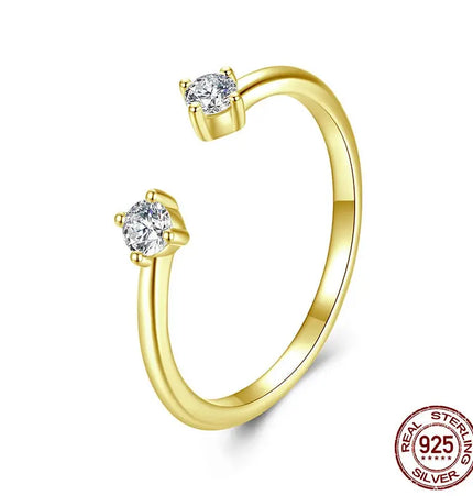 925 Sterling Silver Adjustable Moissanite Open Ring null