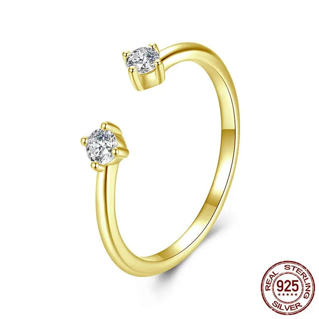 925 Sterling Silver Adjustable Moissanite Open Ring null