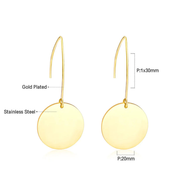 Elegant Minimalist Round Earrings Stainless steel Gold null