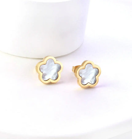 Minimal Flower Stainless Steel Stud Earrings null