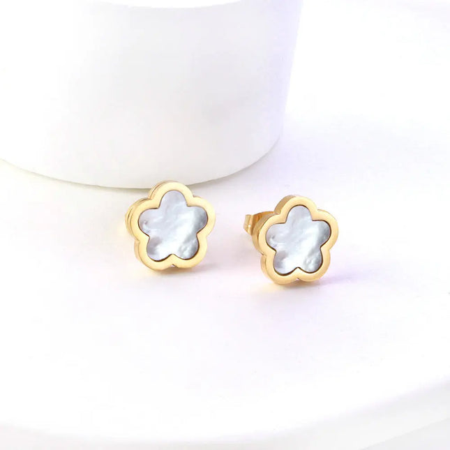 Minimal Flower Stainless Steel Stud Earrings null