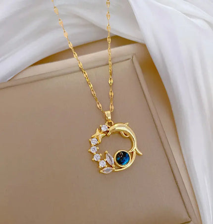Titanium Steel Dolphin Starry Sky Light Luxury Necklace null