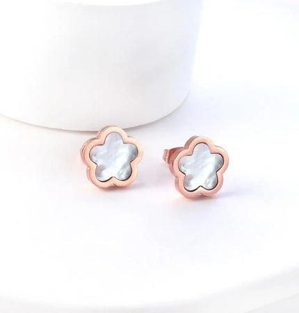 Minimal Flower Stainless Steel Stud Earrings null
