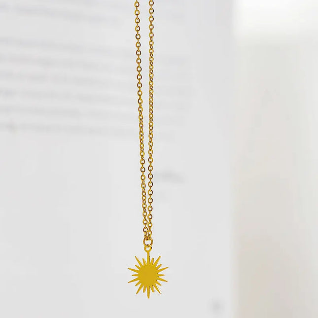 Six-pointed Star Sun Clavicle Chain Stainless Steel Pendant null