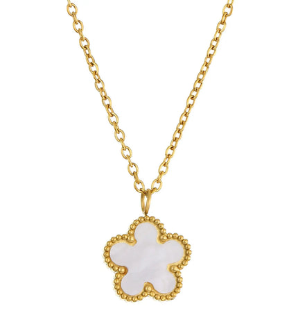 Minimal Flower Necklace in Titanium Steel null