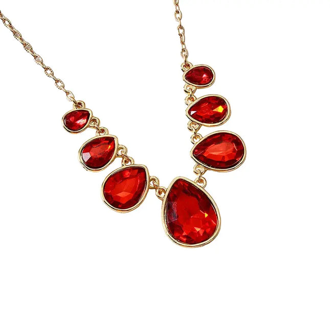 Elegant red crystal drop necklace null