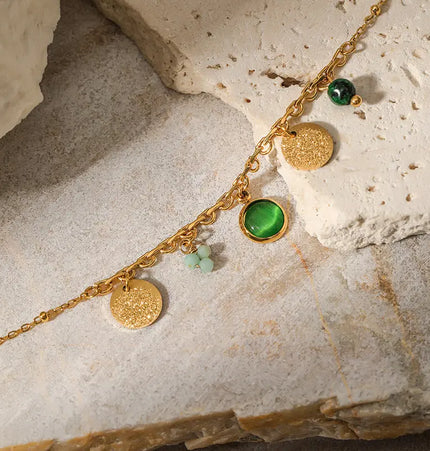 Vintage Natural Stone Bracelet Fashion 18K Gold Plated null