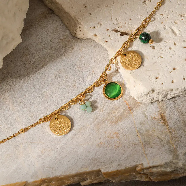 Vintage Natural Stone Bracelet Fashion 18K Gold Plated null