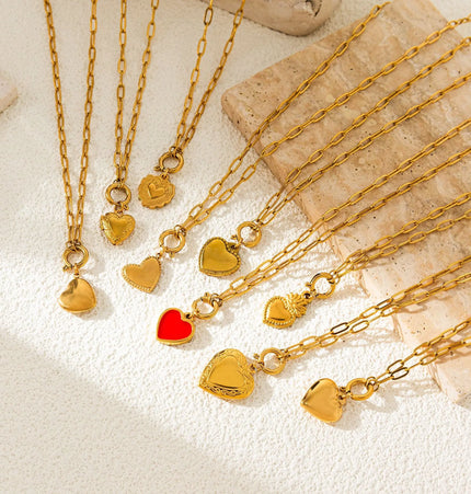 Heart Pendant Necklace – 18K Gold Plated Titanium Steel null