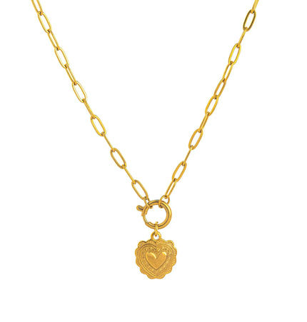 Heart Pendant Necklace – 18K Gold Plated Titanium Steel null