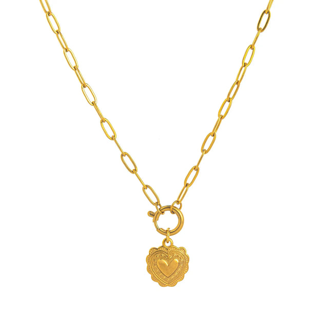 Heart Pendant Necklace – 18K Gold Plated Titanium Steel null