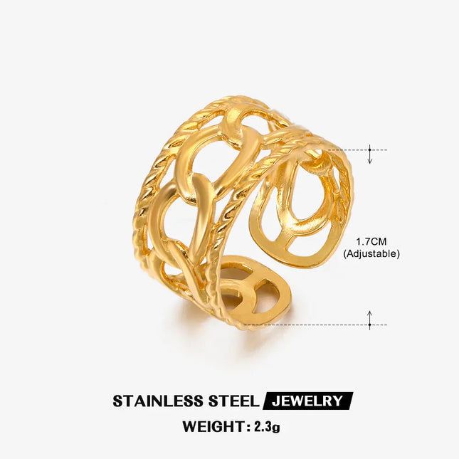 Gold Chain Adjustable Ring in Stainless Steel null