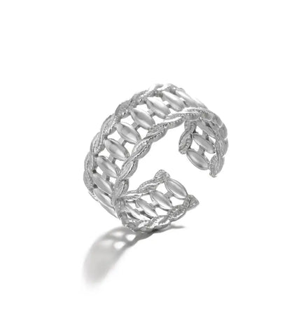 Stainless Steel Geometric Hollow Adjustable Ring null