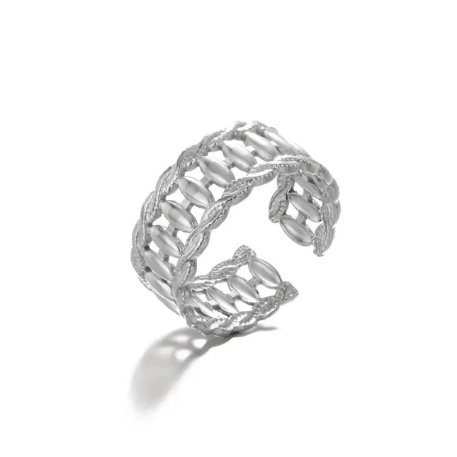 Stainless Steel Geometric Hollow Adjustable Ring null