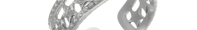 Stainless Steel Geometric Hollow Adjustable Ring null