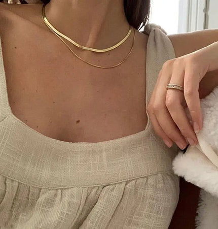 Layered Clavicle Necklace in Gold Finish null