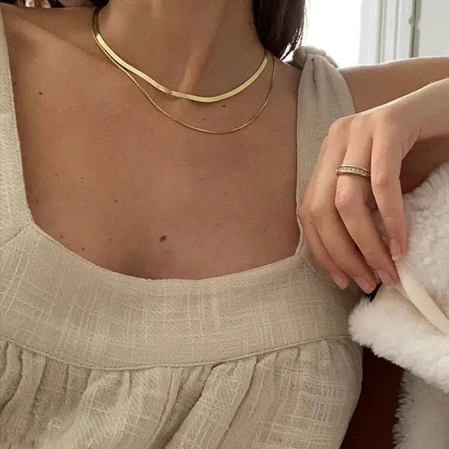 Layered Clavicle Necklace in Gold Finish null