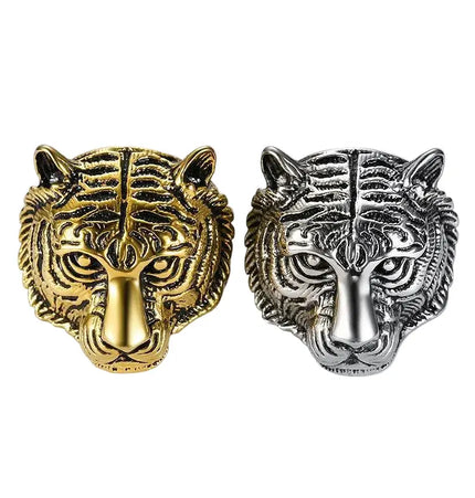 Men’s Tiger Head Ring Stainless Steel | Bold Vintage Statement Ring Waterproof null