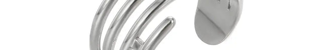 Stainless Steel Geometric Hollow Adjustable Ring null